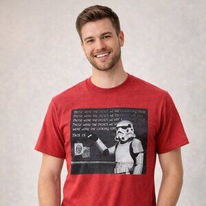 Star Wars Droid Graphic Tee Red Mens Medium R2D2 C3PO Sci Fi Shirt